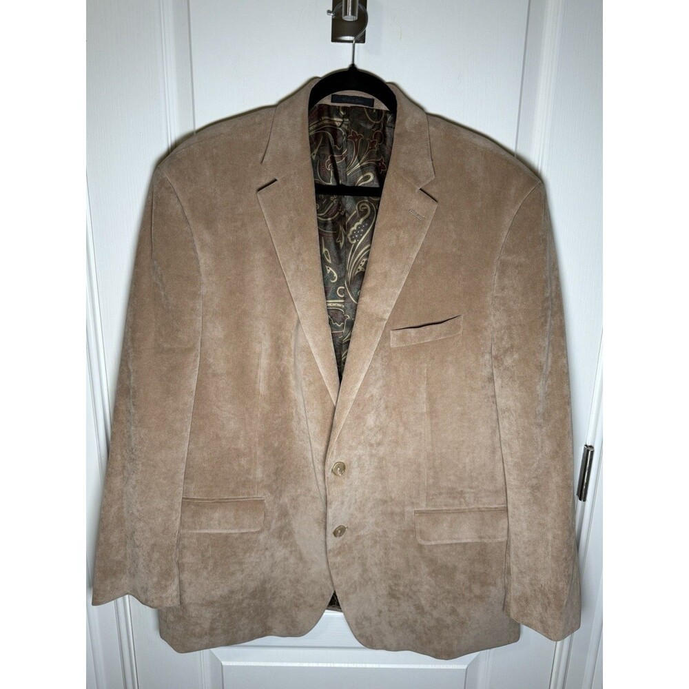Lauren Ralph Lauren Blazer Men's 48R Light Brown Tan Corduroy Paisley Lined